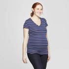 Maternity Striped Short Sleeve V-neck T-shirt - Isabel Maternity By Ingrid & Isabel Navy/white Xs, Women's, Blue