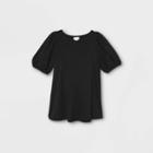 Maternity Eyelet Short Sleeve Knit Blouse - Isabel Maternity By Ingrid & Isabel Black