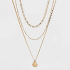 Smooth Drop Pendant Necklace Set 3pc - A New Day Gold