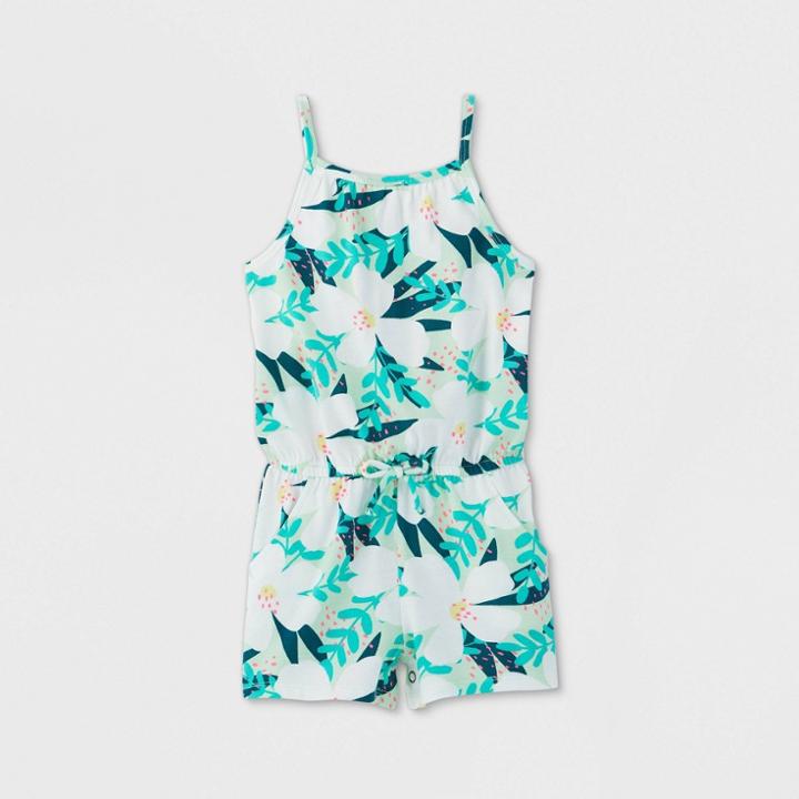 Toddler Girls' Tank Top Floral Print Romper - Cat & Jack Green