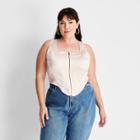 Women's Plus Size Zip-front Bustier - Future Collective With Kahlana Barfield Brown Cream