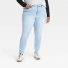 Women's Plus Size High-rise Button Fly Skinny Jeans - Ava & Viv Light Wash 14w,