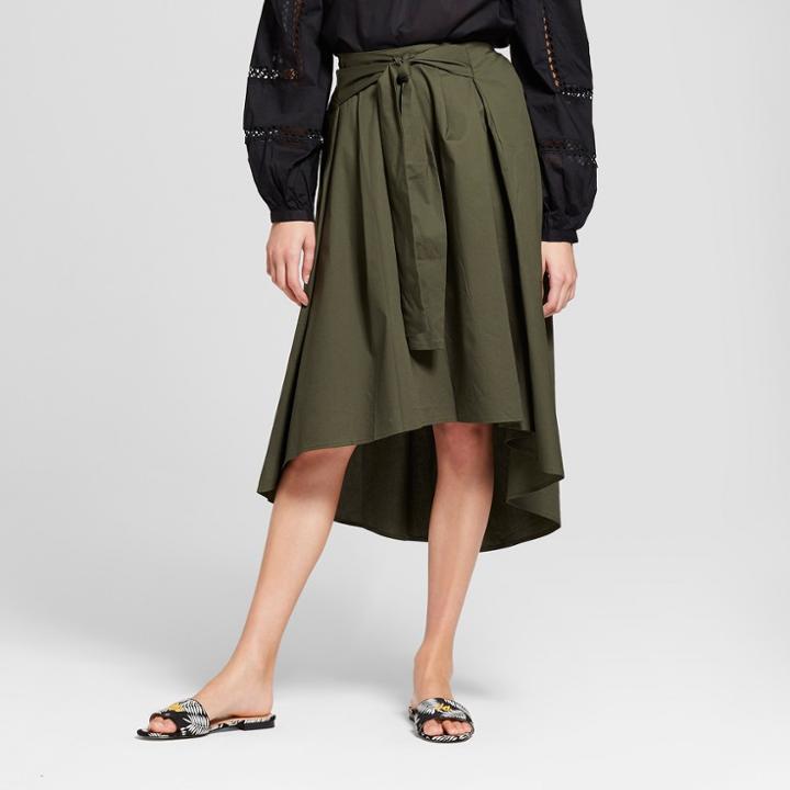 Women's Tie Front Midi Skirt - Who What Wear Olive (green)