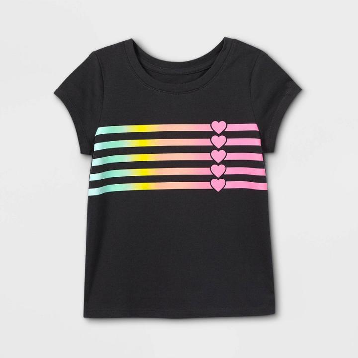 Toddler Girls' Rainbow Heart Short Sleeve Graphic T-shirt - Cat & Jack Dark Gray