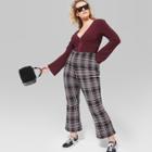 Women's Plus Size Long Sleeve V-neck Front Clasp Top - Wild Fable Red