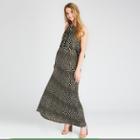 Maternity Polka Dot Nursing Halter Maxi Dress - Expected By Lilac Olive/ivory M, Women's, Green White