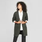 Women's Cozy Open Cardigan - A New Day Olive (green)