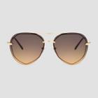 Women's Aviator Sunglasses With Brown Gradient Lenses - A New Day Gold