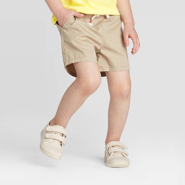 Toddler Girls' Woven Pull-on Shorts - Cat & Jack Khaki 12m, Toddler Girl's, Beige