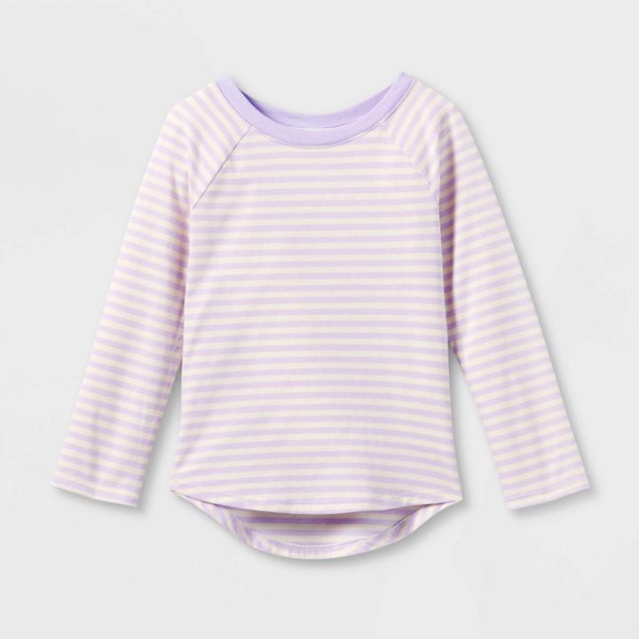 Toddler Girls' Striped Long Sleeve T-shirt - Cat & Jack Purple
