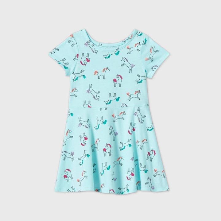 Toddler Girls' Short Sleeve Knit Dress - Cat & Jack Mint