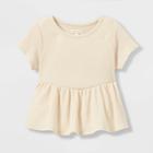 Grayson Collective Toddler Girls' Thermal Peplum Short Sleeve T-shirt - Cream