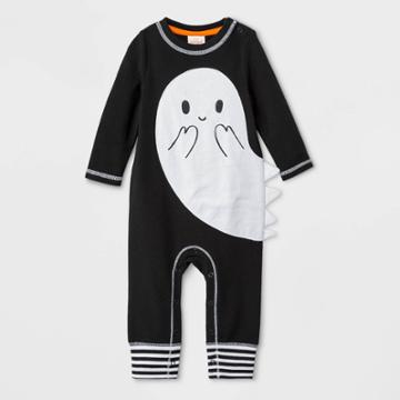 Baby Boys' Long Sleeve Halloween Ghost Romper - Cat & Jack Black Newborn, Boy's