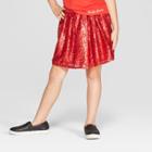 Girls' Sequin Short A Line Skirt - Cat & Jack Red