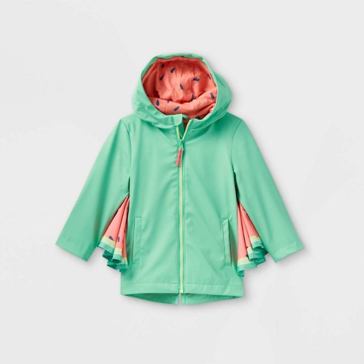 Toddler Watermelon Print Rain Jacket - Cat & Jack Aqua Green