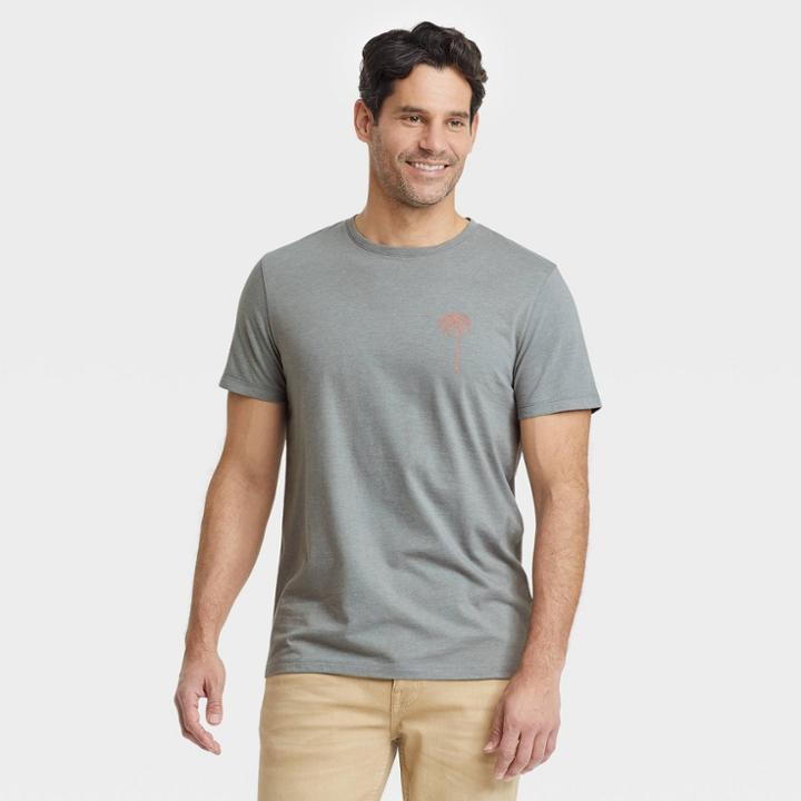 Men's Standard Fit Short Sleeve Crew Neck Graphics T-shirt - Goodfellow & Co Gray/tree
