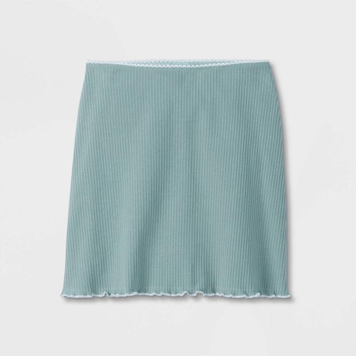 Girls' Rib Lettuce Edge Skirt - Art Class Green