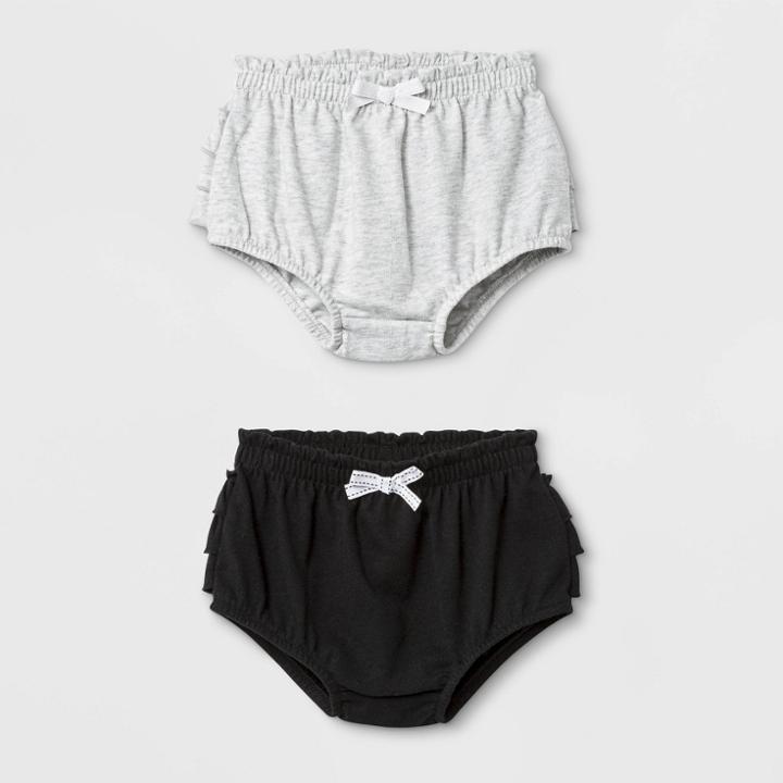 Baby Girls' 2pc Ruffle Bloomer Pull-on Shorts - Cat & Jack Gray/black Newborn