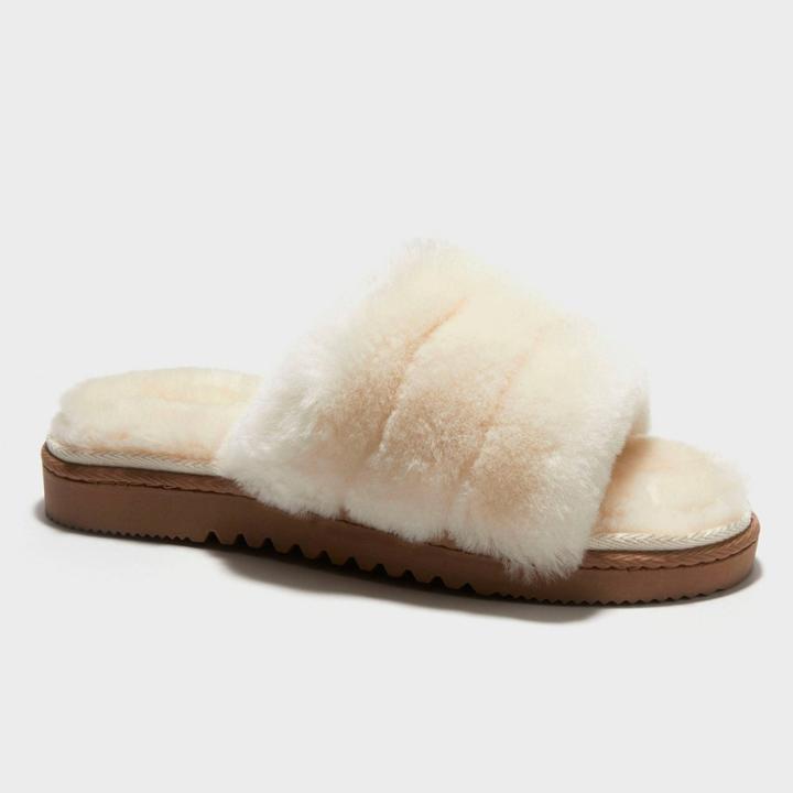 Women's Dluxe By Dearfoams Emerald Slide Slippers - Cream