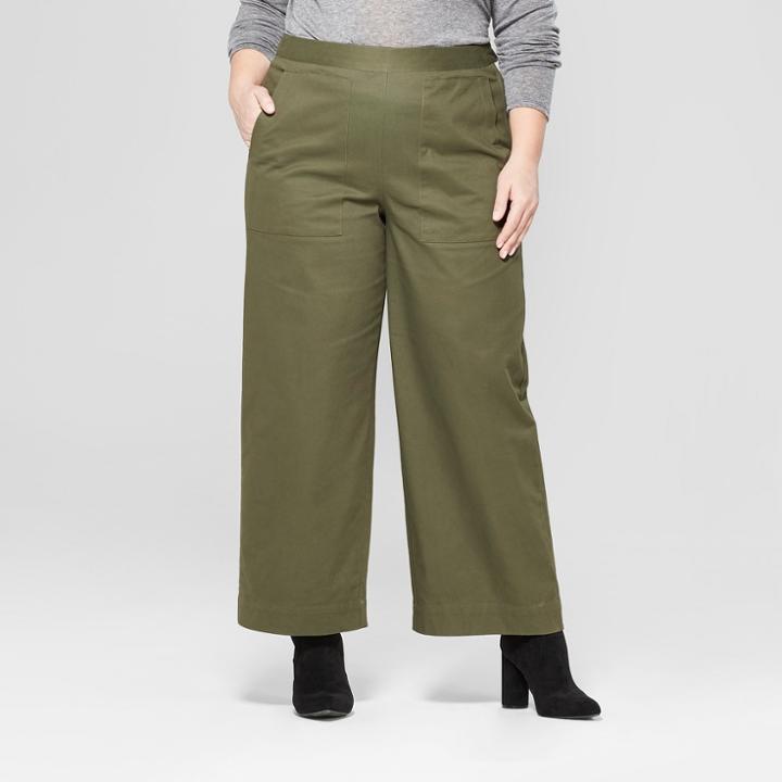Women's Plus Size Wide Leg Crop Pants - Prologue Olive