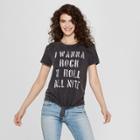 Women's Short Sleeve I Want To Rock And Roll All Night Graphic T-shirt - Lyric Culture (juniors') Black