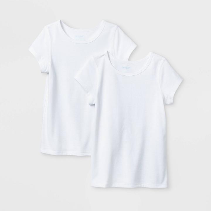 Toddler Girls' Adaptive 2pk Short Sleeve T-shirt - Cat & Jack White