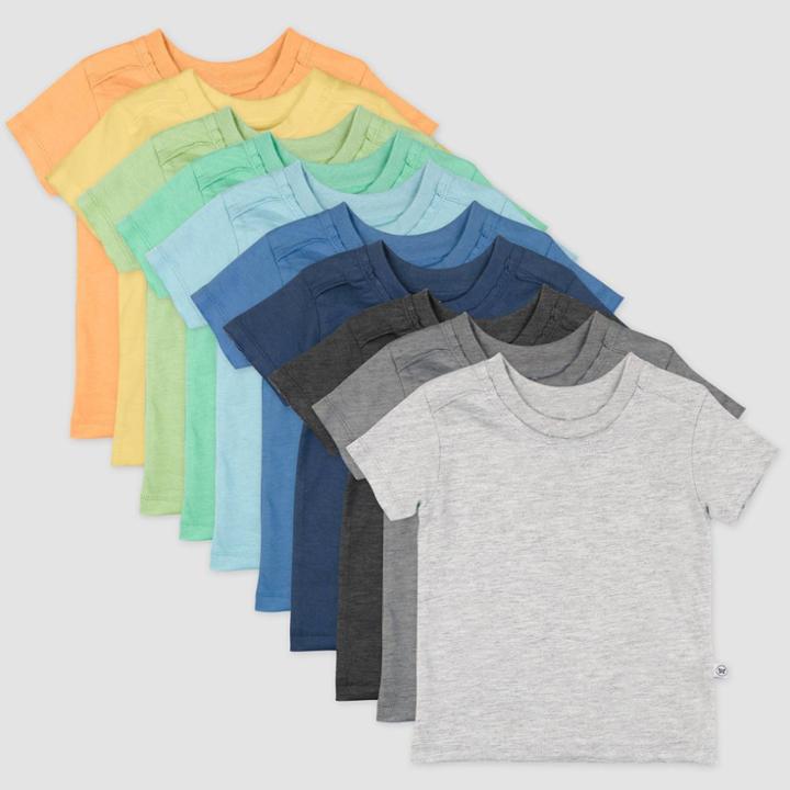 Honest Baby Boys' 10pk Rainbow Organic Cotton Short Sleeve T-shirt