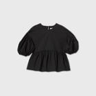 Women's Puff Short Sleeve Poplin Top - Prologue Black