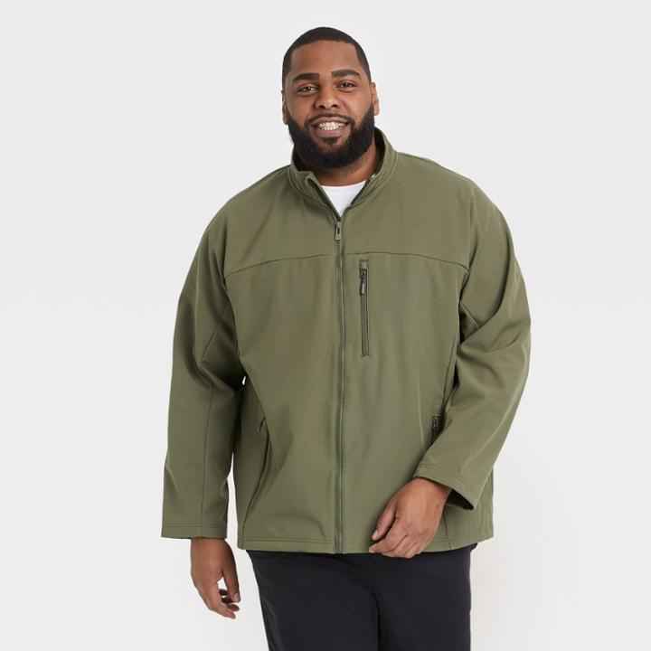 Men's Big & Tall Fleece Softshell Jacket - All In Motion Olive Green