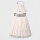 Lots Of Love By Speechless Girls' Knee Length Sleeveless Round Neck Dress - Pale Blush