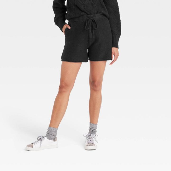 Women's High-rise Tie-front Jogger Shorts - Universal Thread Black