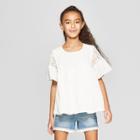 Girls' Embroidered Bell Sleeve Peasant Top - Cat & Jack Ivory