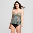 Maternity D/dd Cup Bandeau Mesh Flyaway Tankini - Isabel Maternity By Ingrid & Isabel Green Palm M, Women's,