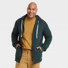 Men's Tall Standard Fit Full-zip Hooded Sweatshirt - Goodfellow & Co Dark Green