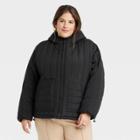 Women's Plus Size Travel Puffer Jacket - A New Day Black