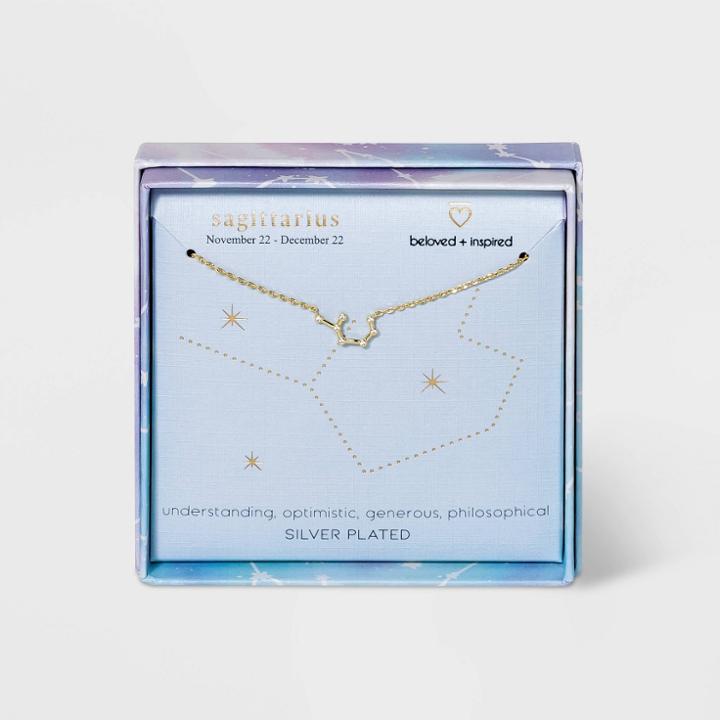 Beloved + Inspired Silver Plated Zodiac Sign Constellation Pendant Necklace -
