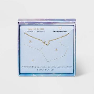 Beloved + Inspired Silver Plated Zodiac Sign Constellation Pendant Necklace -