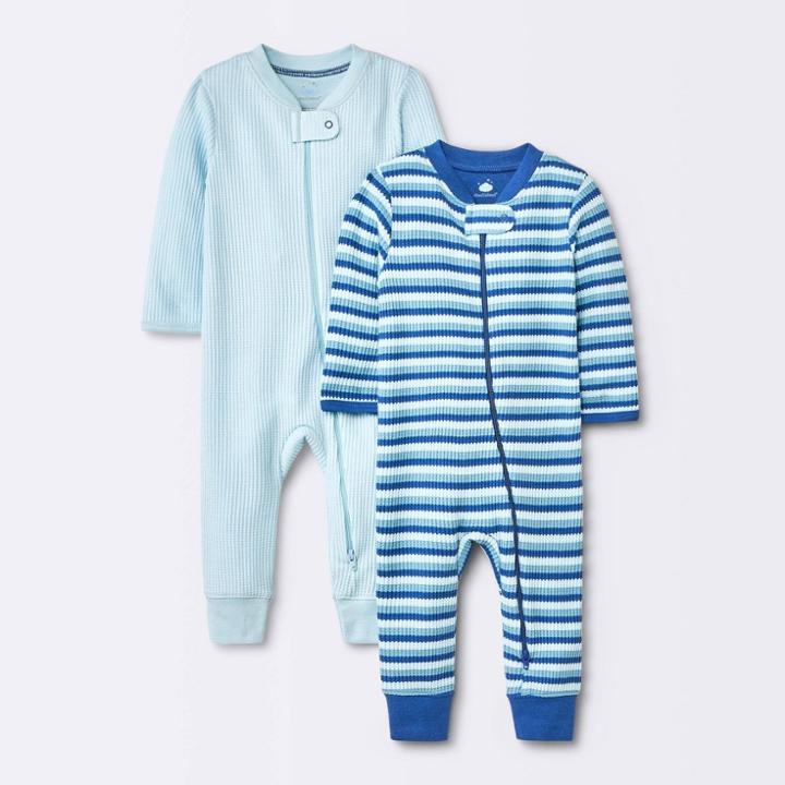 Baby 2pc Waffle Romper - Cloud Island Blue