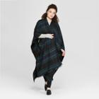 Women's Plus Size Long Ruana Poncho Sweater - A New Day Black