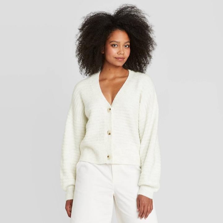 Women's Button-front Cardigan - Prologue White