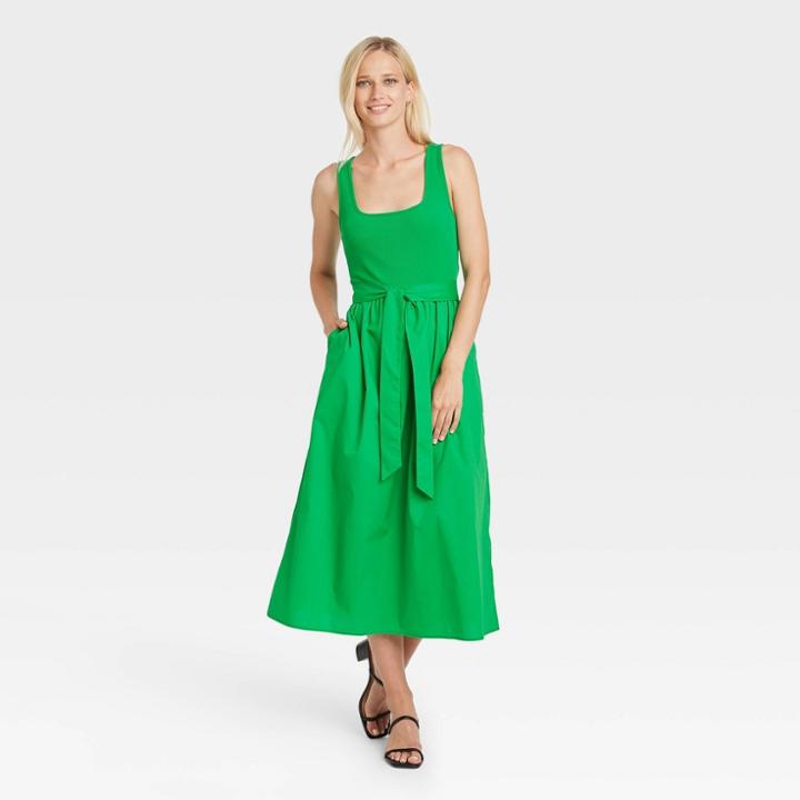 Women's Sleeveless Knit Woven Dress - Who What Wear Green
