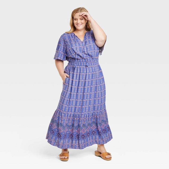 Women's Plus Size Flutter Sleeve A-line Dress - Knox Rose Purple