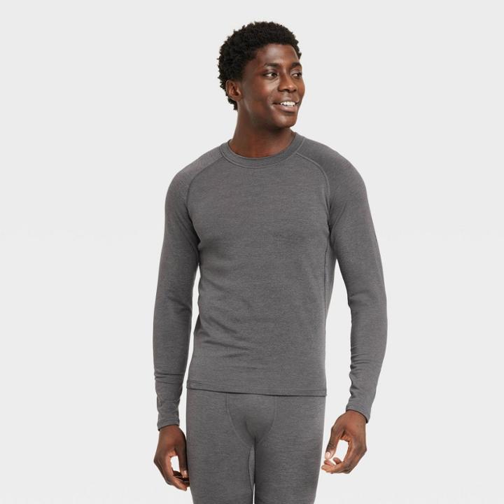 Men's Fitted Cold Mock Long Sleeve Athletic Top - All In Motion Gray