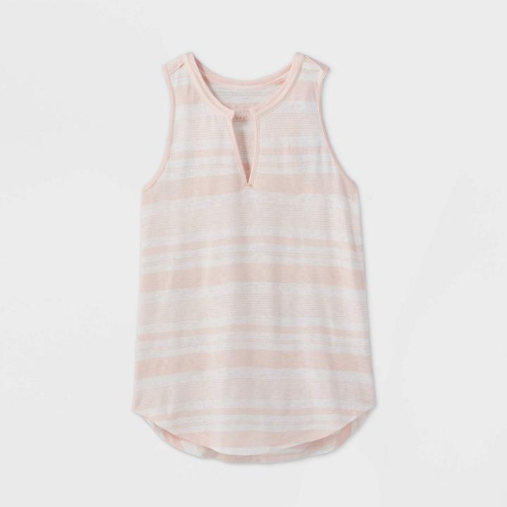 Women's Striped Linen Tank Top - A New Day Pink