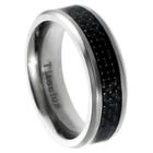 Men's Daxx Titanium Black Carbon Inlay Band - Black (7mm) (12), Size: