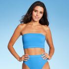 Juniors' Ribbed Longline Bandeau Bikini Top - Xhilaration Blue