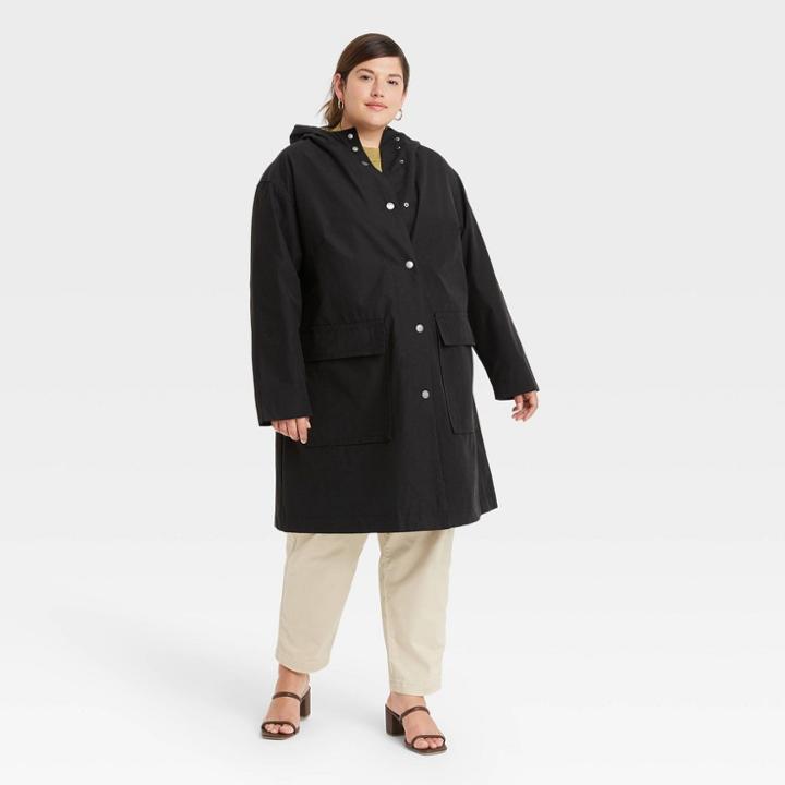 Women's Plus Size Rain Coat - A New Day Black