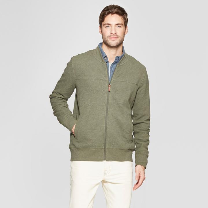 Men's French Terry Bomber Jacket - Goodfellow & Co Late Night Green