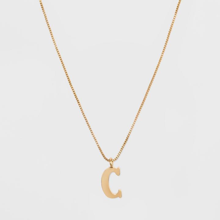 Gold Plated Initial C Pendant Necklace - A New Day Gold, Gold - C