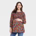 Long Sleeve Smocked Woven Maternity Top - Isabel Maternity By Ingrid & Isabel Floral M, Multicolor Floral